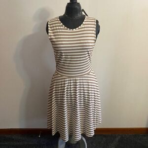 FIGL White, Tan stripe dress, size XL